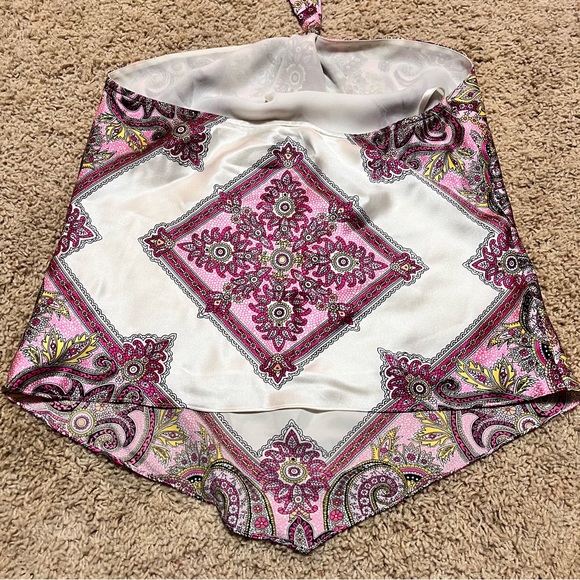 INC International Concept 100% Silk Pink Paisley Halter Top Women’s Size 8 - Picture 5 of 5